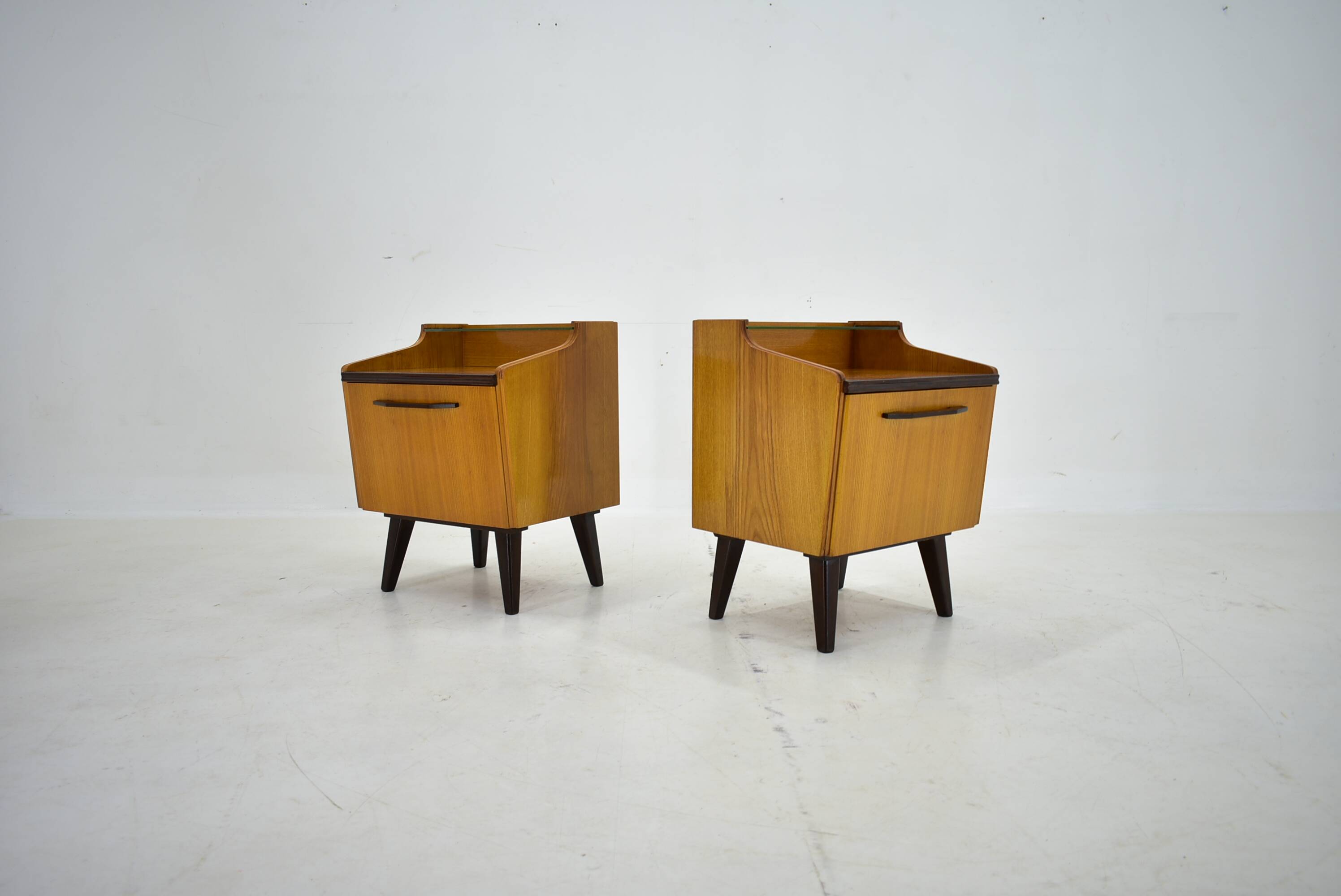 1960s pair of midcentury bedside tables by Mojmir Požár, Czechoslovakia