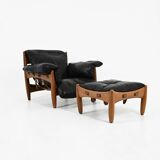 Armchair with footrest "Sheriff" by Sergio Rodrigues for ISA Bergam.