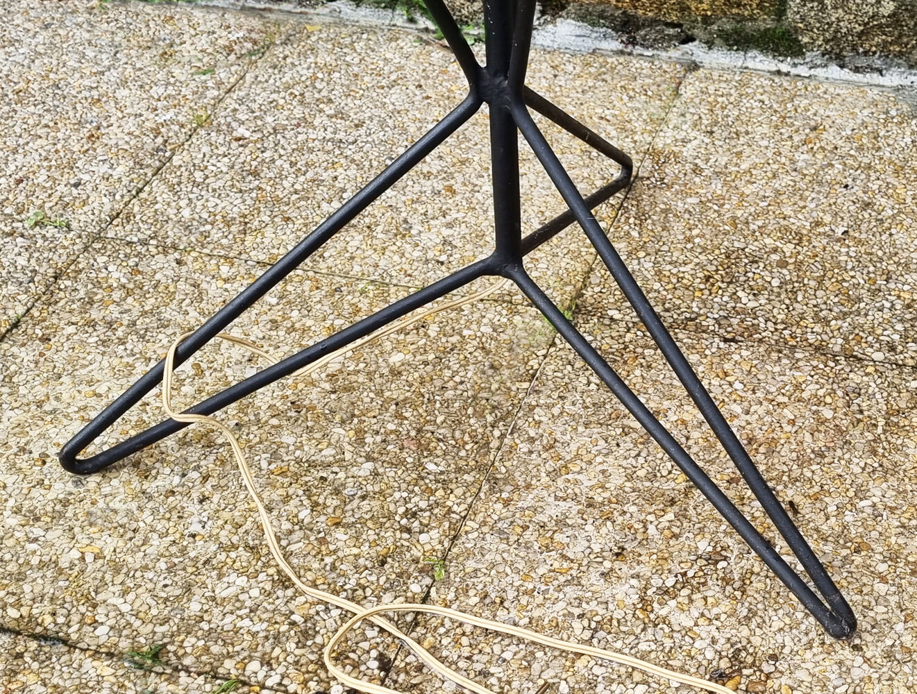 Tripod floor lamp, shelf and plant holder, vintage, 50s