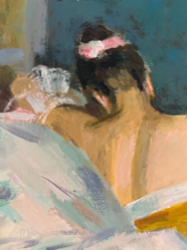 Le repos, huile sur toile marouflée sur carton signée Dassimov