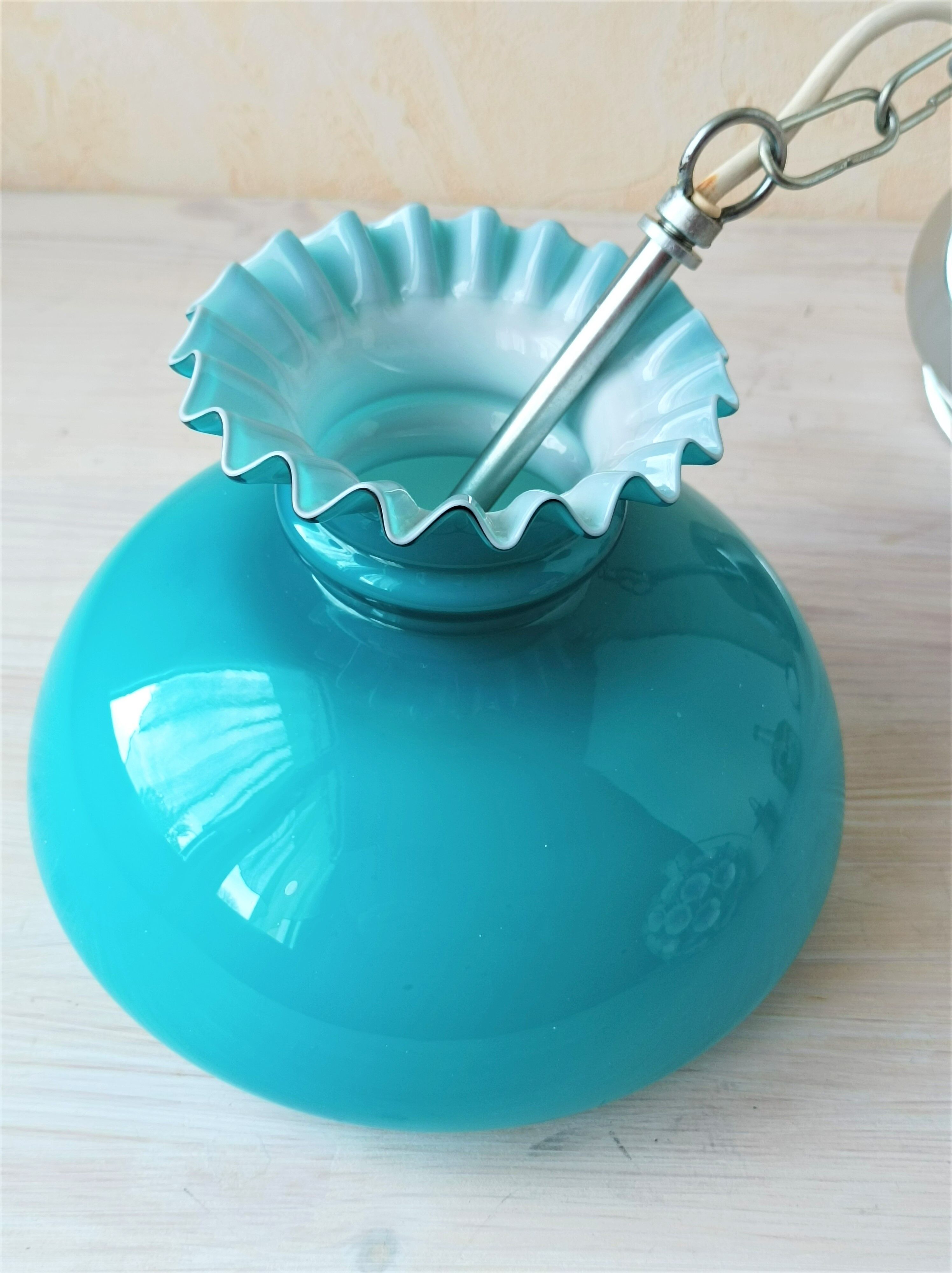 Blue opaline chandelier