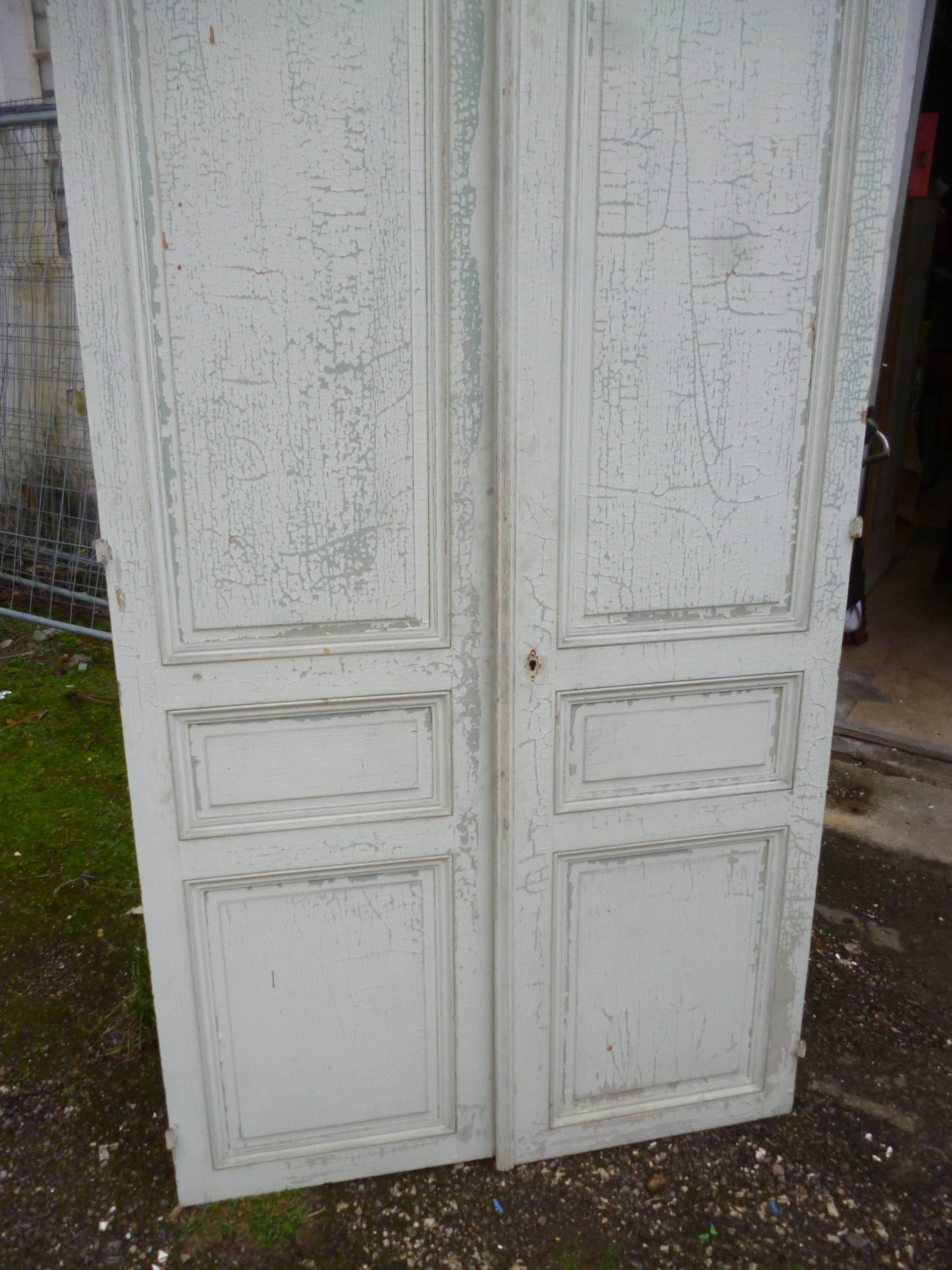 Pair of closet door old green patina