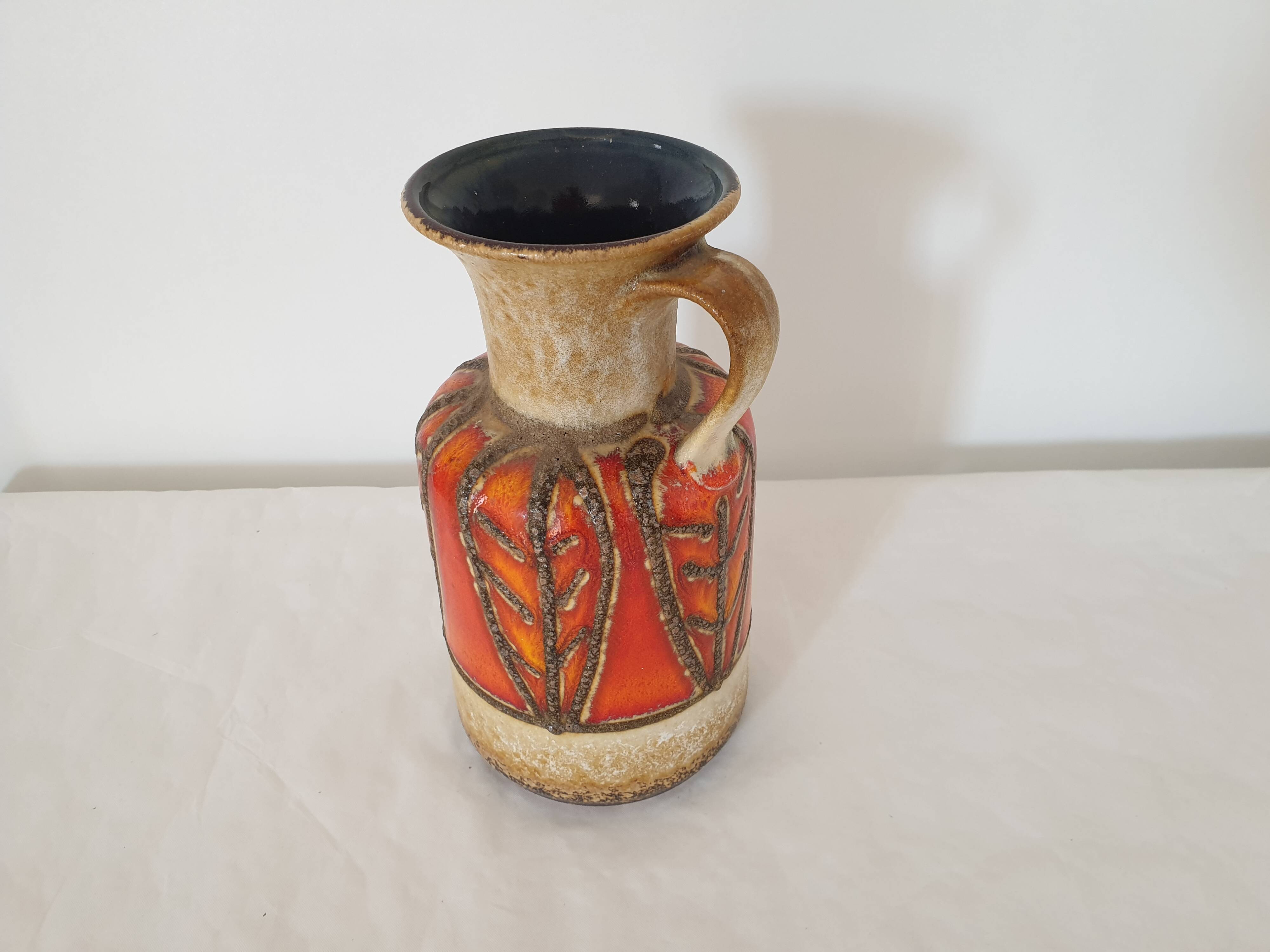 Vintage Jasba ceramic vase with handle - Height 25cm - 70's