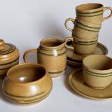 Set coffee cups Sarreguemines sugar bowl and vintage milk pot service"Cottage"