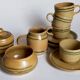 Set coffee cups Sarreguemines sugar bowl and vintage milk pot service"Cottage"