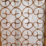Vintage screen made of bamboo, wicker and leather