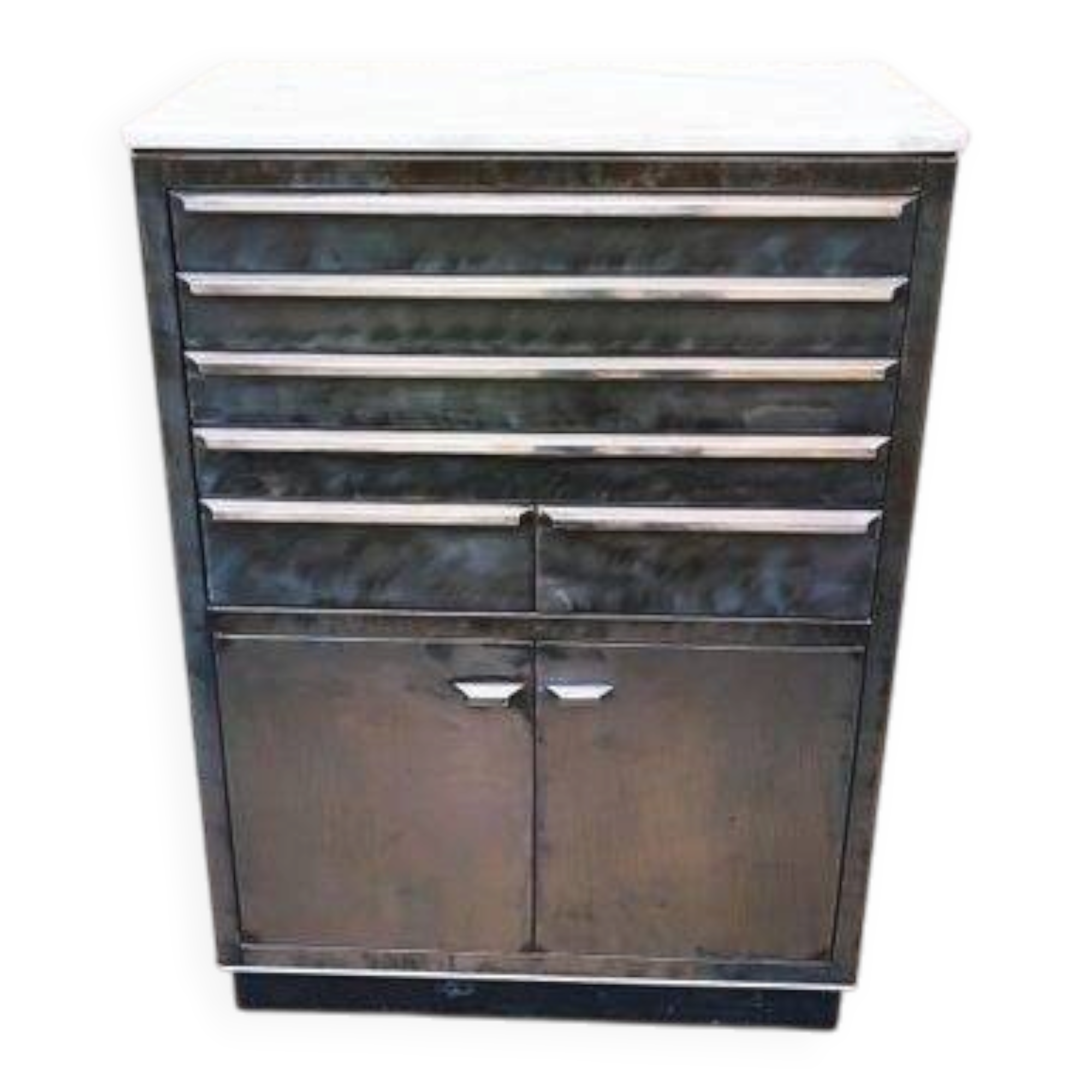Vintage dentist furniture – Industrial style, steel, marble, ideal for lofts and workshops.