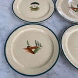 Set of 6 hand-painted Longchamp plates