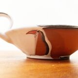 Workshop pottery candlestick from mid-century German with bird motif by Töpferei Bücking Börnsen, 1960s.