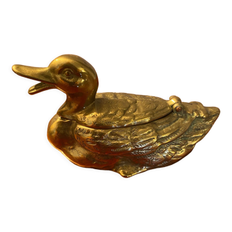 Bronze ashtray duck