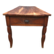 Table de ferme ancienne en cerisier massif avec 2 tiroirs et une tirette