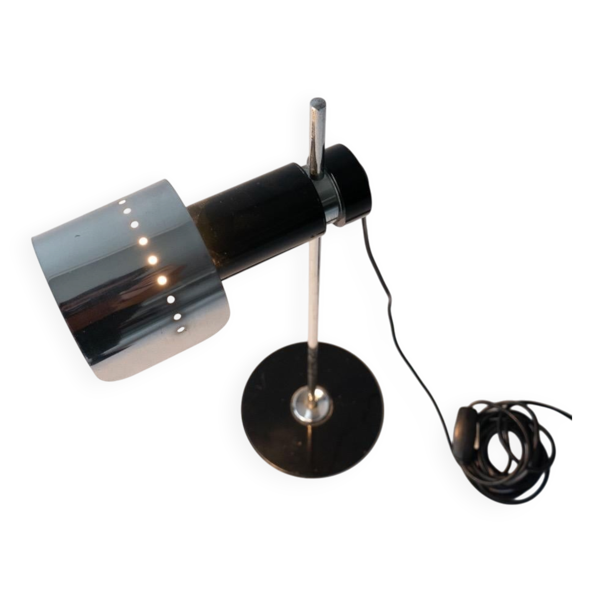 Vintage Italian 1970s Table Lamp in the Style of Joe Colombo for Oluce, Chromed