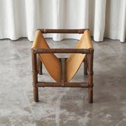 1970s canvas and bamboo magazine rack