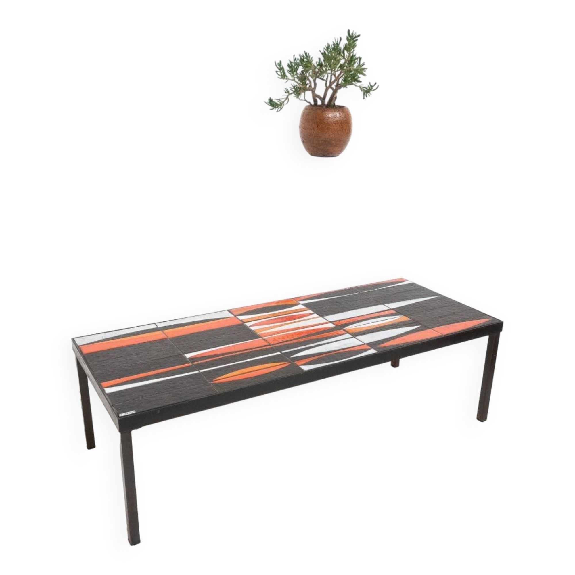 CERAMIC NAVETTE COFFEE TABLE BY ROGER CAPRON 1960