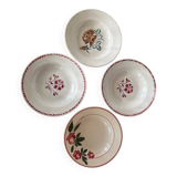 Set of 4 mismatched soup plates