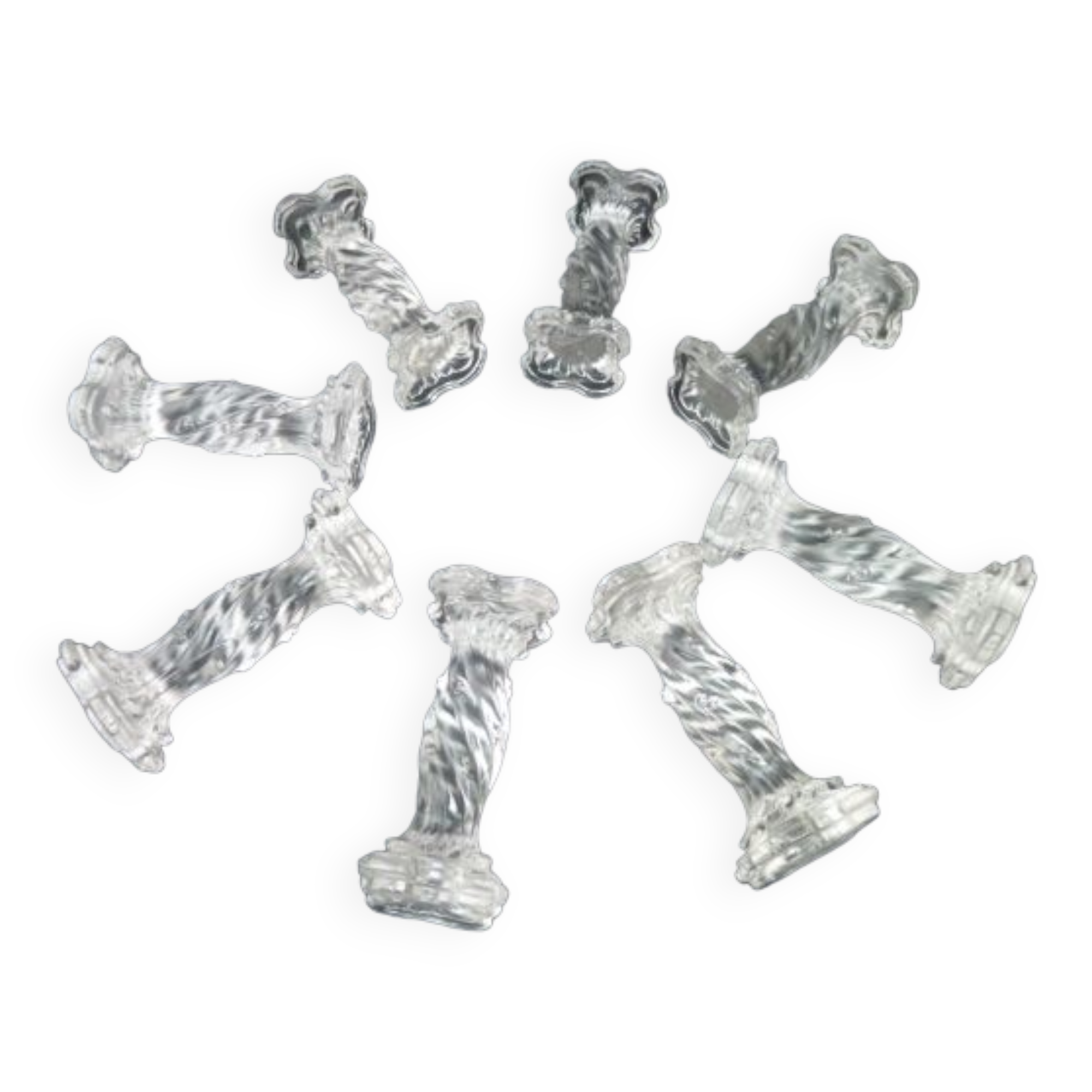 Set of 8 slightly opaline glass knife holders Column shape