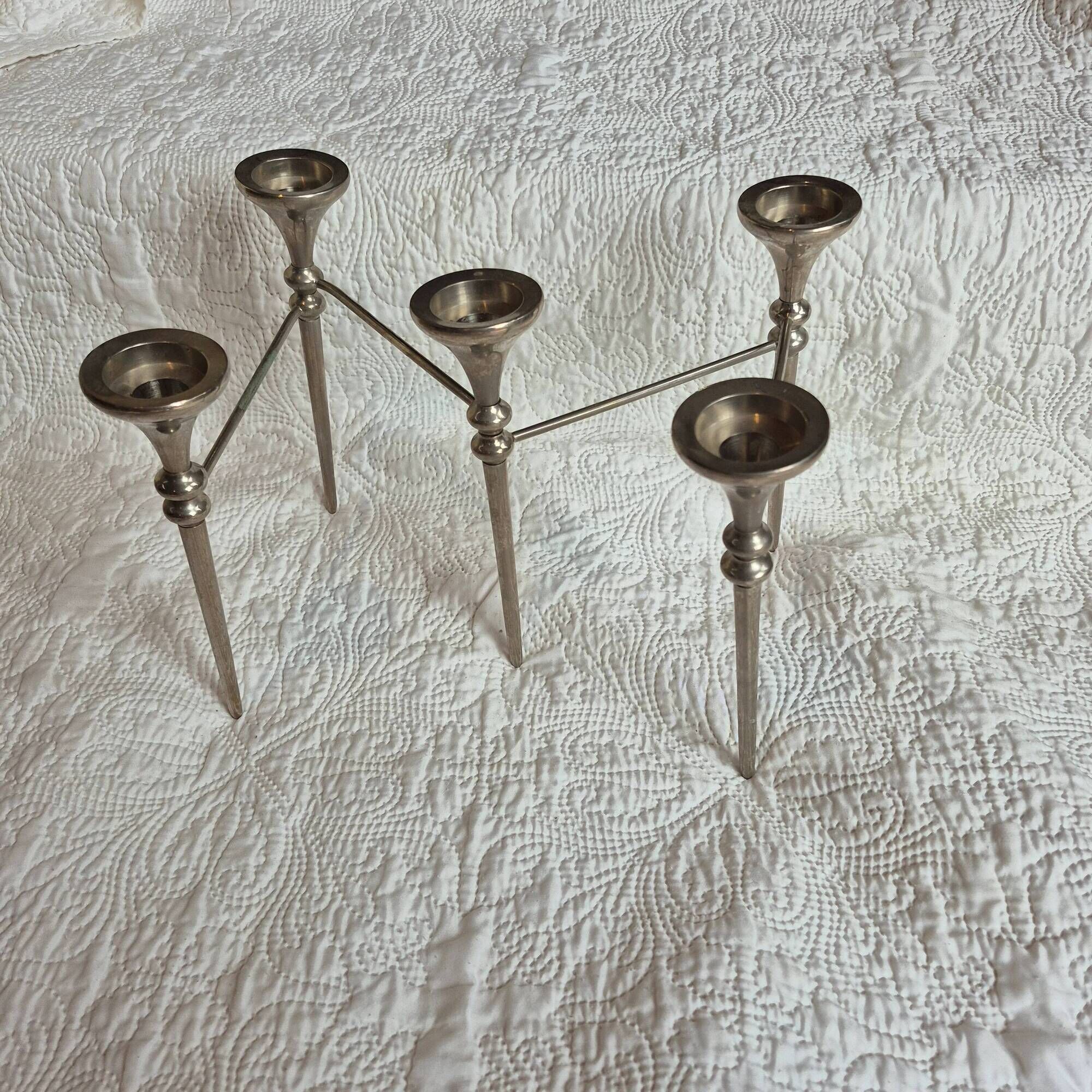 Chandelier articulé à 5 feux en métal finition argentée