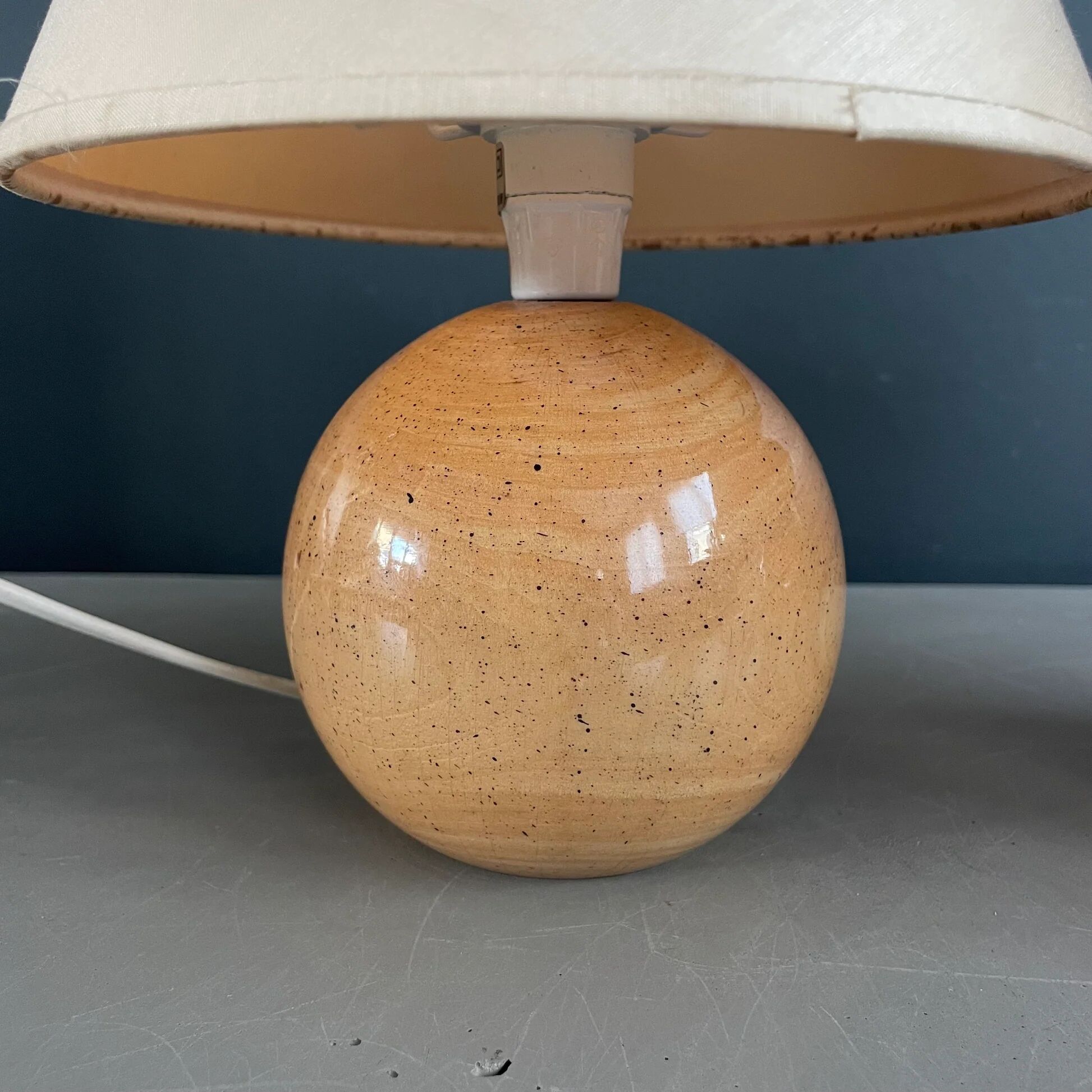 Pair of round base bedside lamps