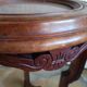 Antique solid wood pedestal table with marble top