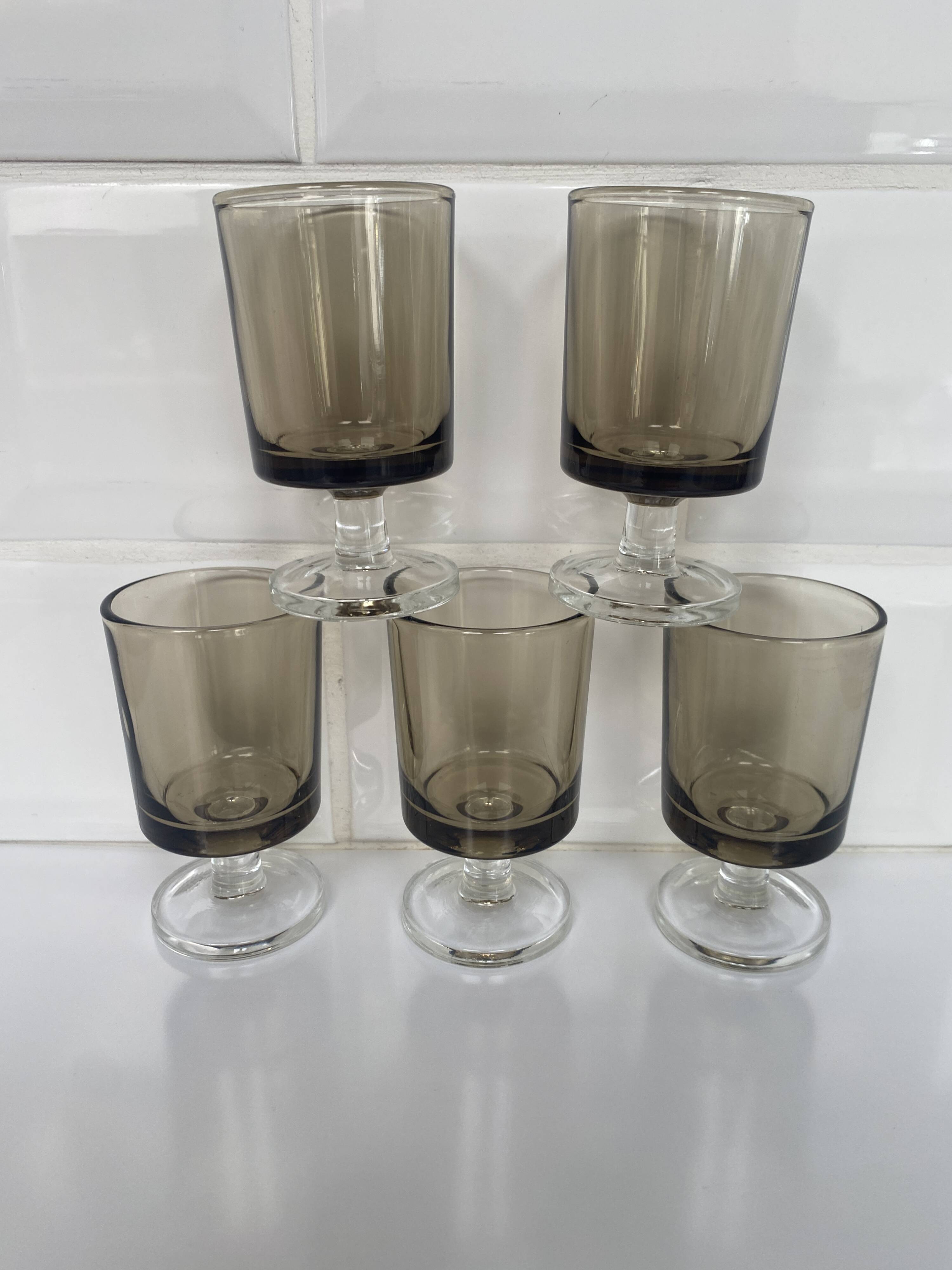 Set of 5 Luminarc Sweden smoked liqueur glasses