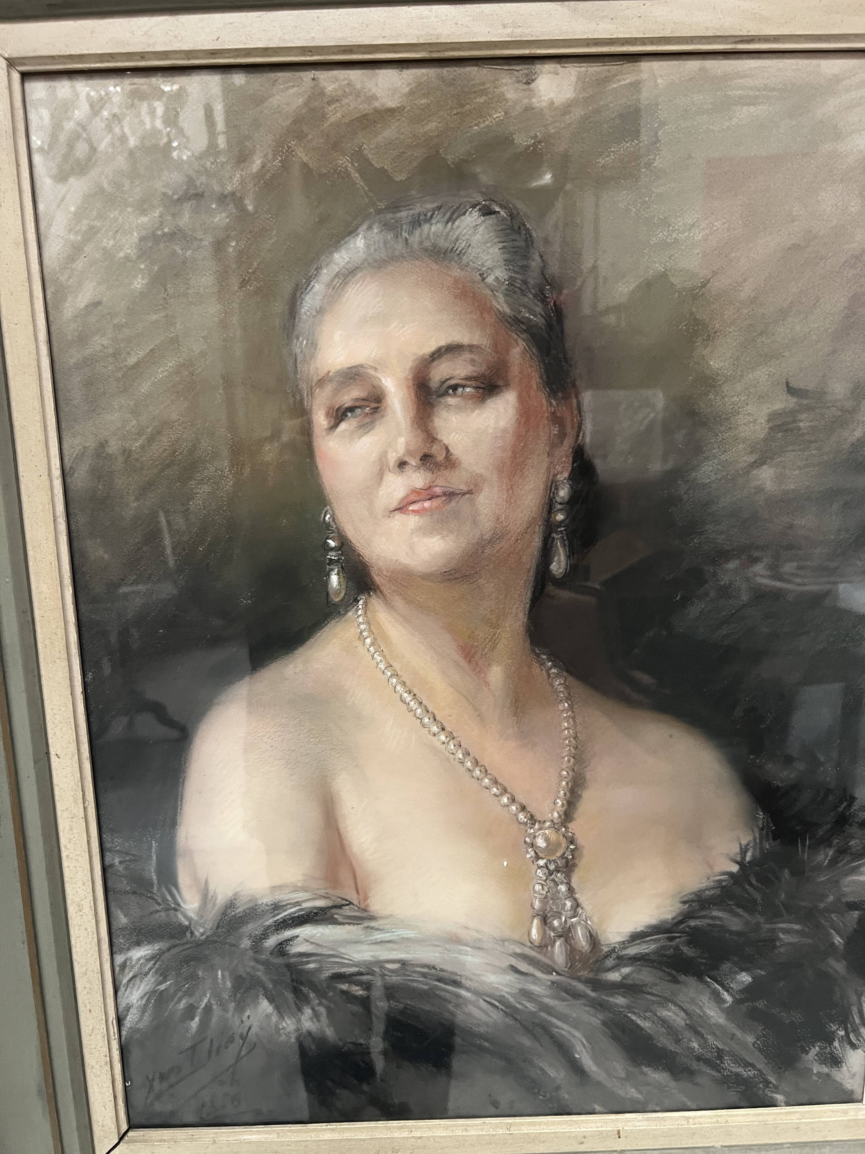 "woman with bare shoulders by yves diey" bust portrait