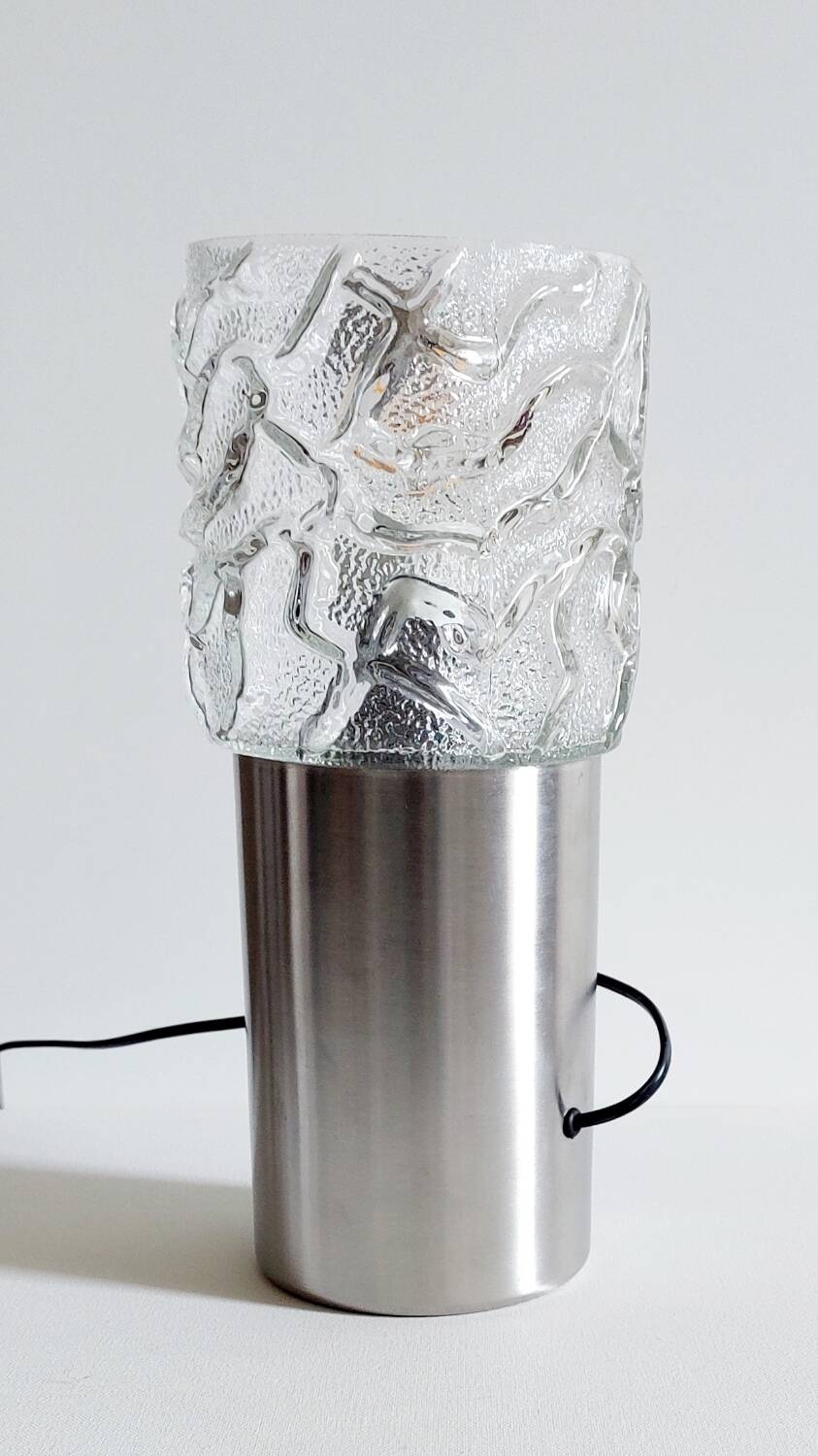 Vintage glass and stainless steel lamp