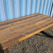 Industrial table 200 x 100 cm with wooden top + metal base