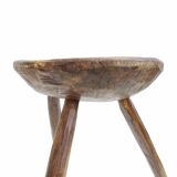 Brutalist tripod farm stool solid wood