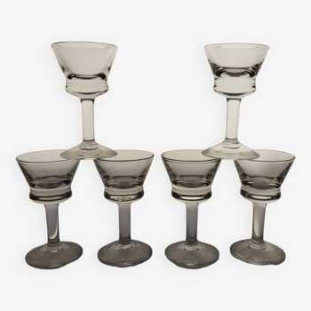 6 verres bistrot à liqueur, années 20-30