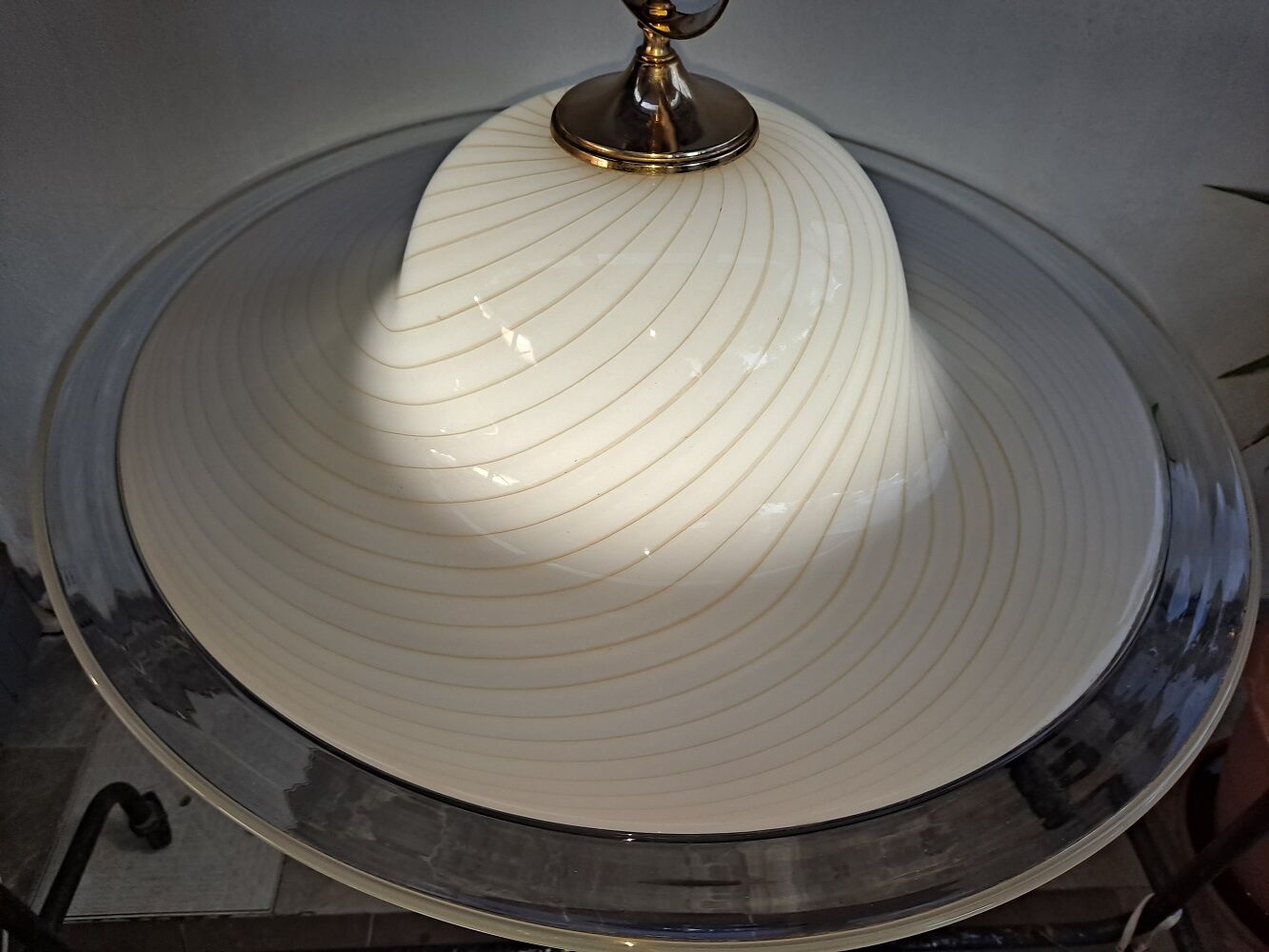 Xxl white swirl ceiling lamp murano vintage