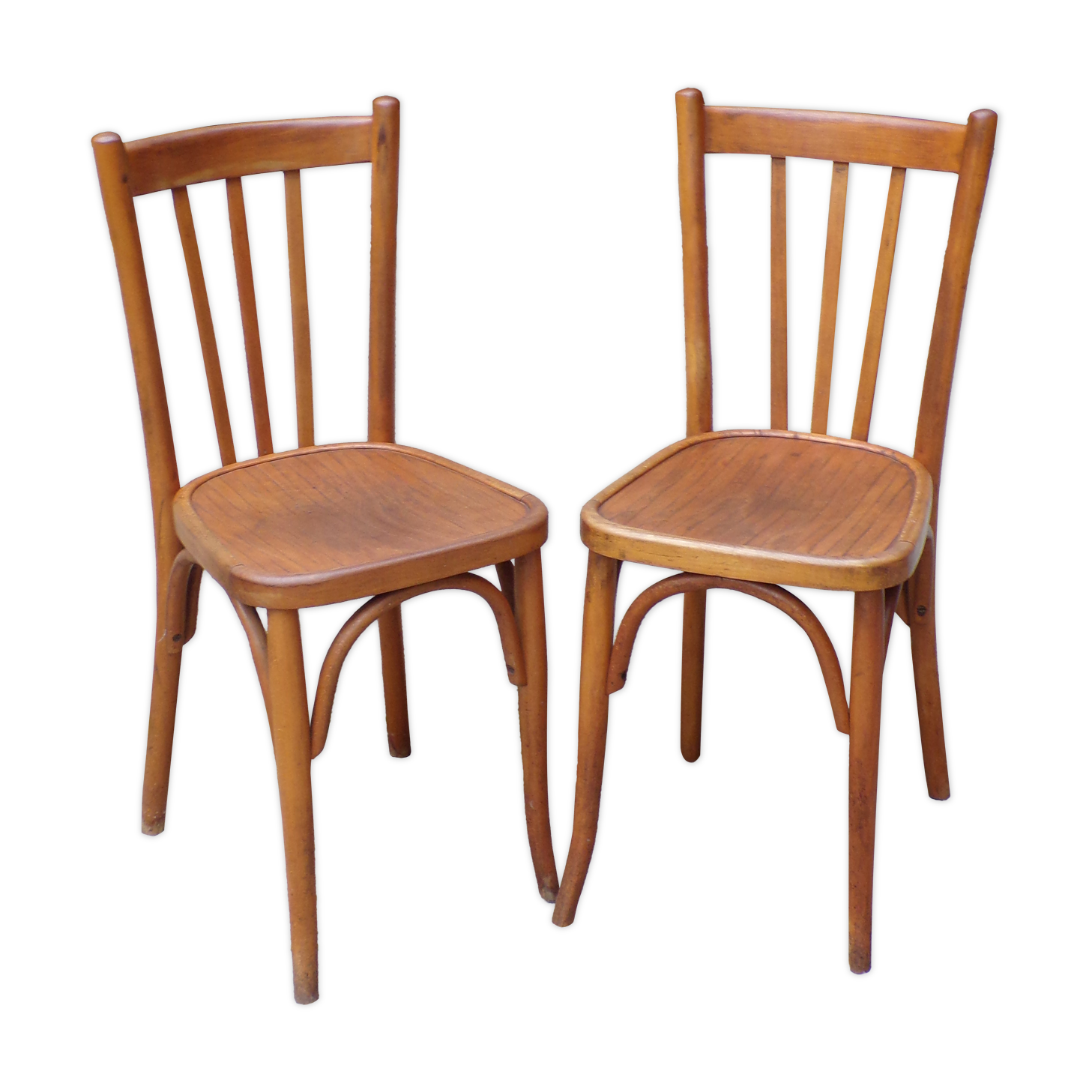 Pair of Mahieu bistro chairs in curved wood