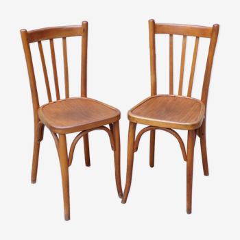 Paire de chaises de bistrot Mahieu en bois courbé