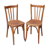 Pair of Mahieu bistro chairs in curved wood