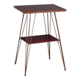 Vintage metal side table with double glass top, Italy, 1960s.