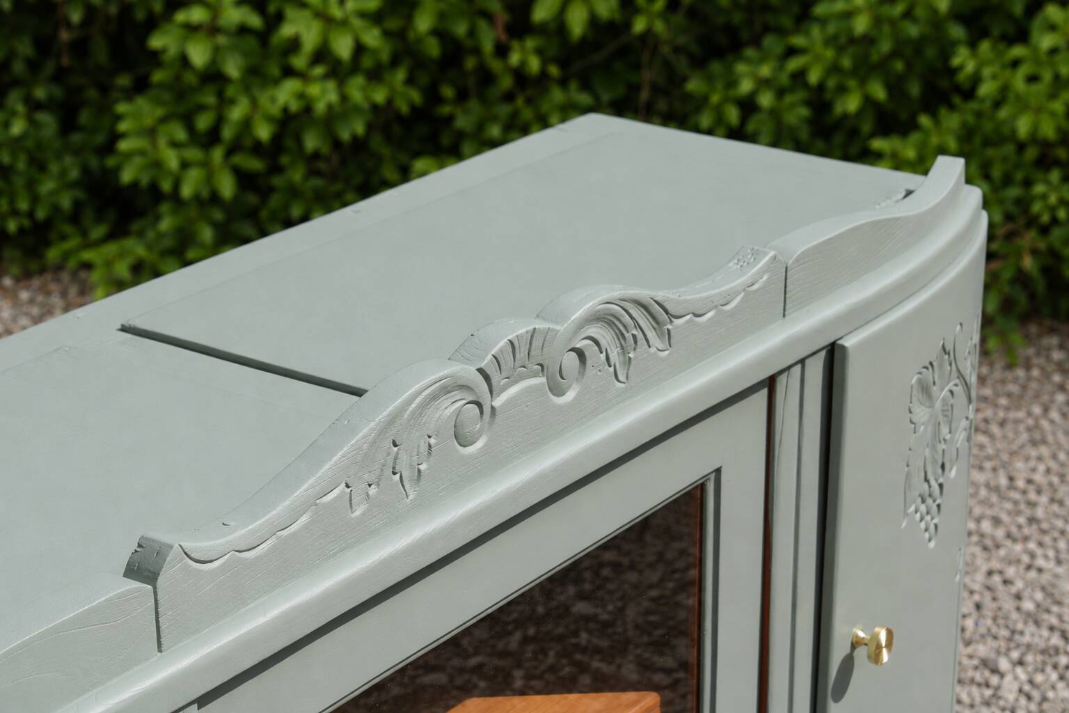Art Deco sideboard in solid wood – Verdigris – 140 cm