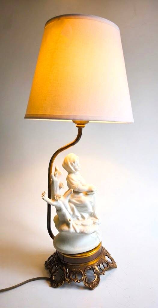 Bronze and Biscuit porcelain table lamp