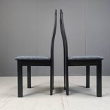 Vintage post modern black wooden dining chairs, 1980s
