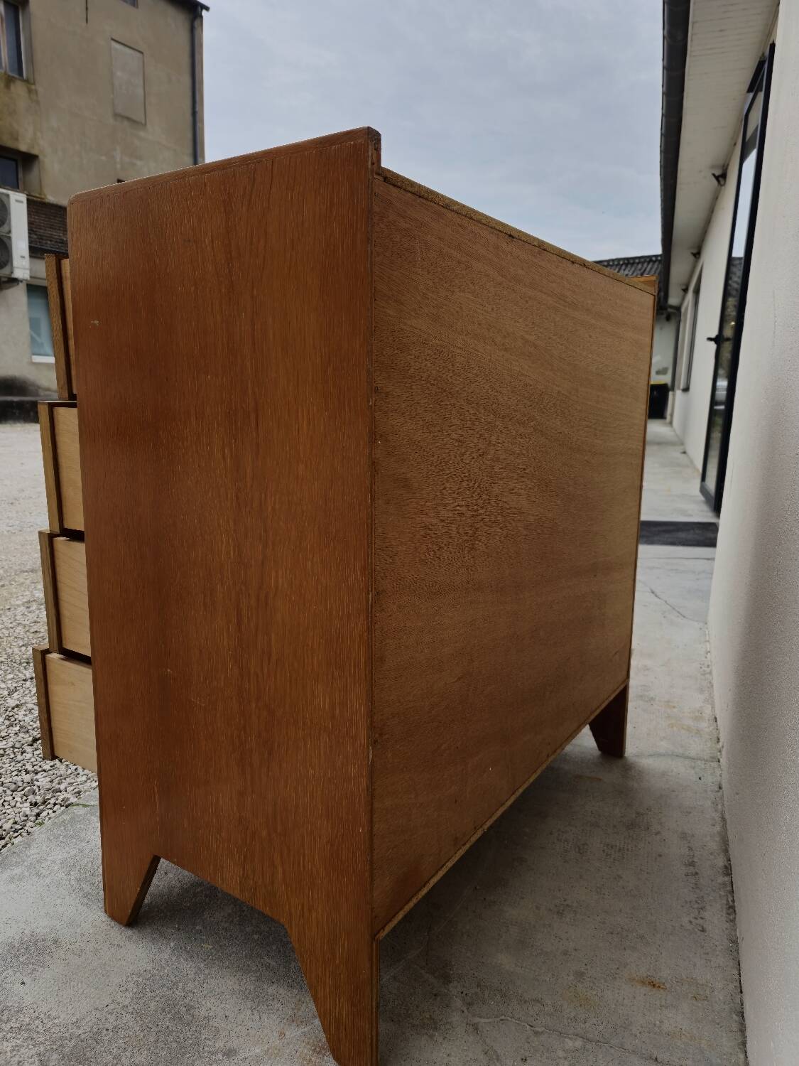 Vintage chest of drawers with compass feet, 1950s, 4 drawers
