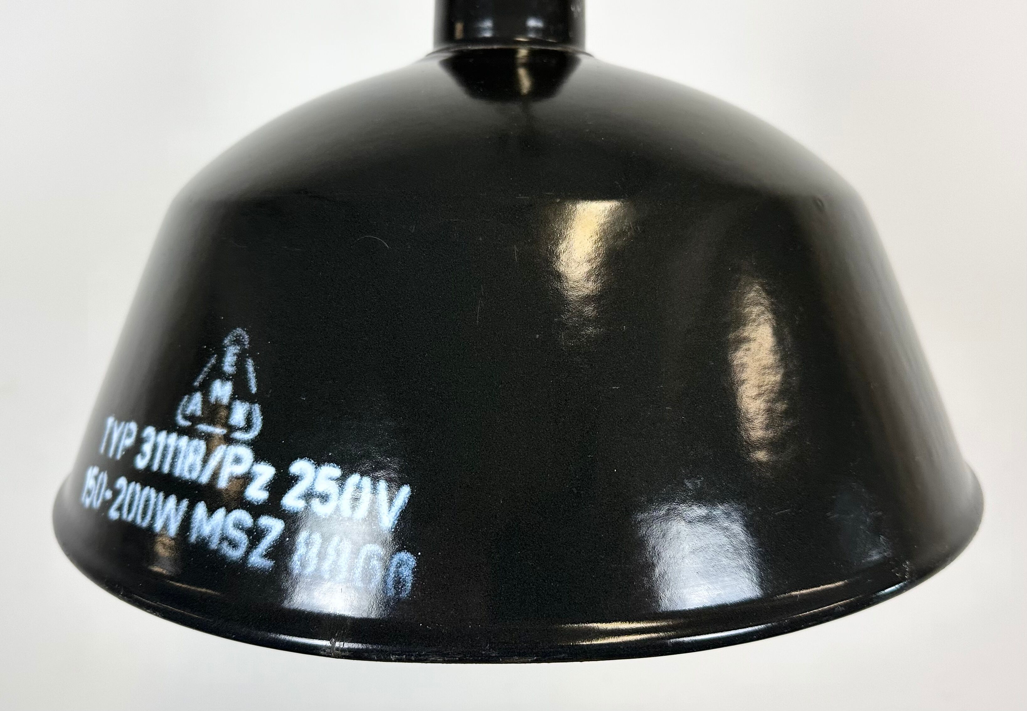 Industrial black enamel pendant lamp from emax, 1960s