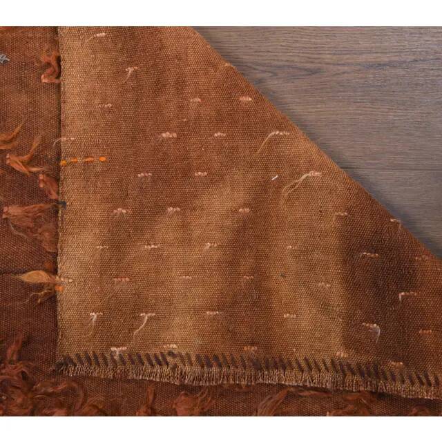 Vintage Turkish Hand-Knotted Wool Cotton Brown Kilim Area Rug 69x133