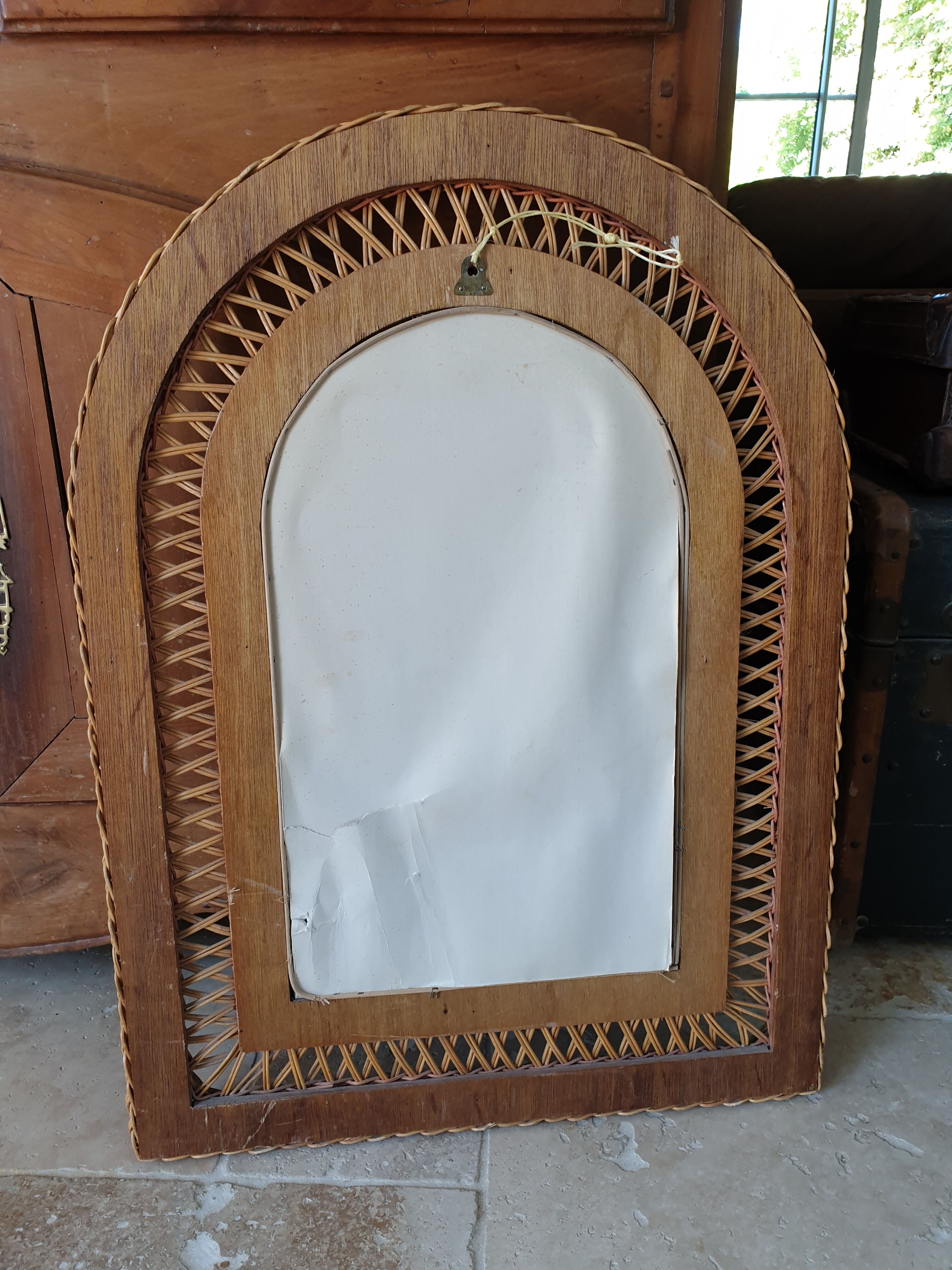 Old vintage rattan mirror
