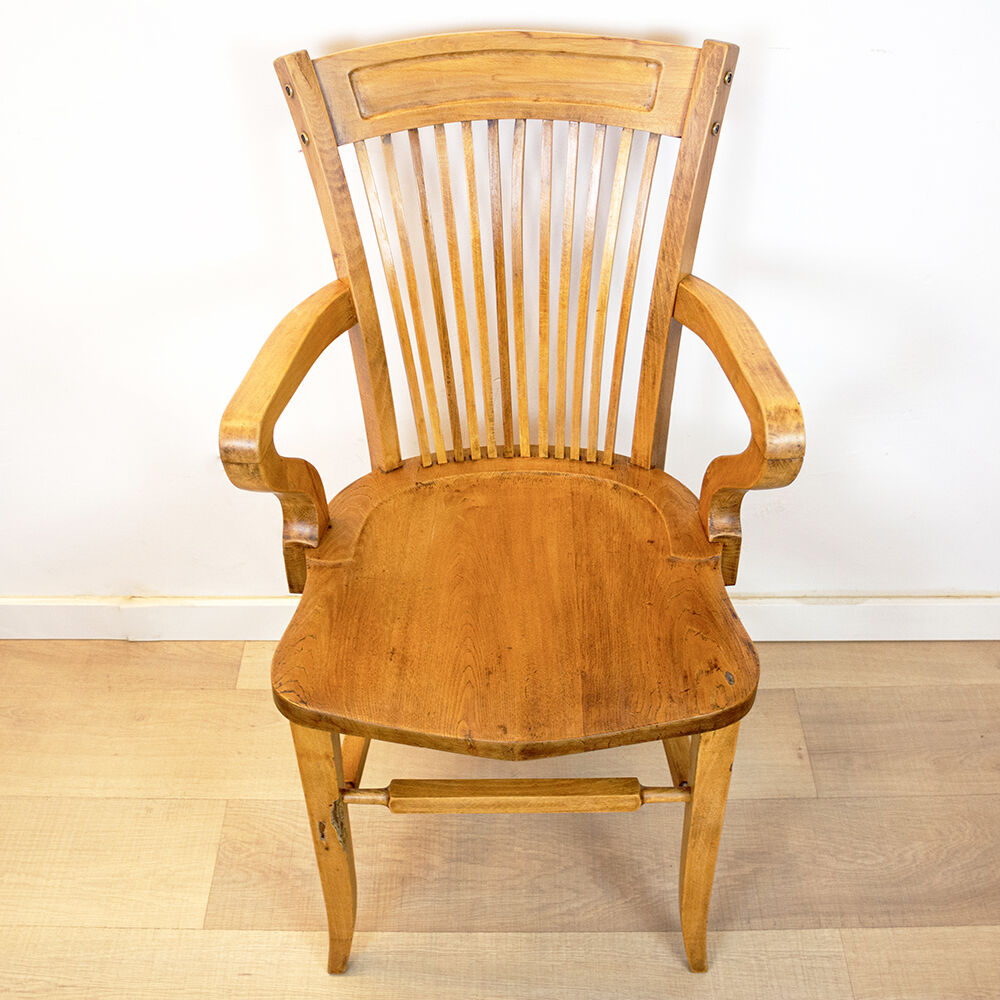 Vintage oak desk chair, spain, 1940's