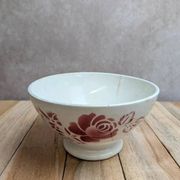 Old ironstone bowl from Digoin – Pink floral decoration – Vintage