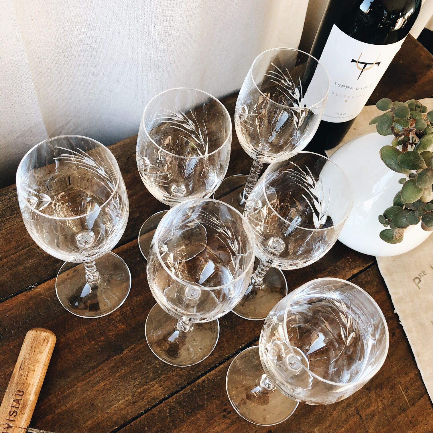 6 wine glasses in Cristal d'Arques model Épi Fleury