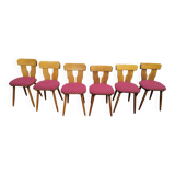 Set of 6 wooden bistro chairs with vintage cushion from the 70s/80s/90s