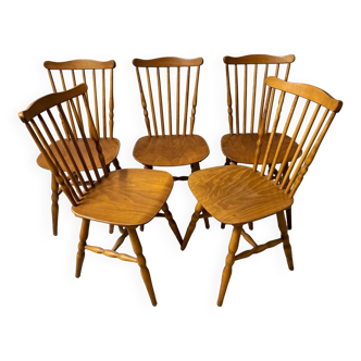 Lot de 05 chaises Baumann modèle Tacoma Western vintage 1970s