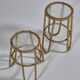 Pair of vintage mid century bamboo ice glass flower stands