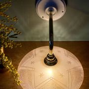 Vintage pink frosted glass wall lamp with elbow arm