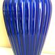 Vase en céramique émaillée vintage, bleu cobalt et dorure, maison Lancel Paris