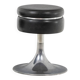 Low cylindrical black stool with steel base. 1970s